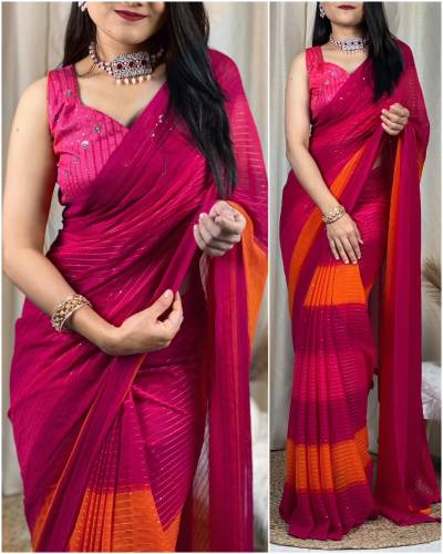 Cindrella By At Fancy Georgette Saree Collection